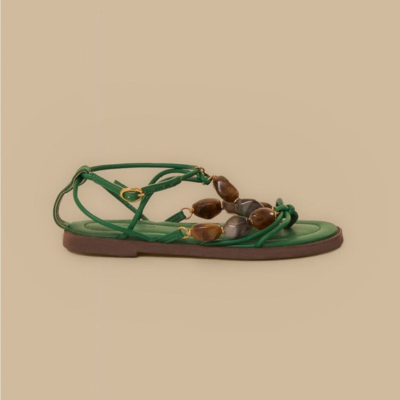Farm Rio Trevo Gem Straps Sandal - Green straps w/ polished stones - Size 9 NWT - Picture 4 of 6